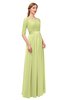 ColsBM Payton Lime Green Bridesmaid Dresses Sash A-line Modest Bateau Half Length Sleeve Zip up