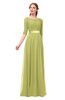 ColsBM Payton Linden Green Bridesmaid Dresses Sash A-line Modest Bateau Half Length Sleeve Zip up