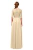 ColsBM Payton Marzipan Bridesmaid Dresses Sash A-line Modest Bateau Half Length Sleeve Zip up