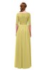 ColsBM Payton Misted Yellow Bridesmaid Dresses Sash A-line Modest Bateau Half Length Sleeve Zip up