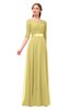 ColsBM Payton Misted Yellow Bridesmaid Dresses Sash A-line Modest Bateau Half Length Sleeve Zip up