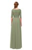 ColsBM Payton Moss Green Bridesmaid Dresses Sash A-line Modest Bateau Half Length Sleeve Zip up