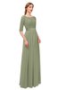 ColsBM Payton Moss Green Bridesmaid Dresses Sash A-line Modest Bateau Half Length Sleeve Zip up