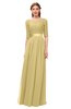 ColsBM Payton New Wheat Bridesmaid Dresses Sash A-line Modest Bateau Half Length Sleeve Zip up