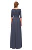 ColsBM Payton Nightshadow Blue Bridesmaid Dresses Sash A-line Modest Bateau Half Length Sleeve Zip up