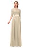 ColsBM Payton Novelle Peach Bridesmaid Dresses Sash A-line Modest Bateau Half Length Sleeve Zip up