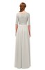 ColsBM Payton Off White Bridesmaid Dresses Sash A-line Modest Bateau Half Length Sleeve Zip up