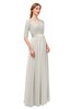 ColsBM Payton Off White Bridesmaid Dresses Sash A-line Modest Bateau Half Length Sleeve Zip up