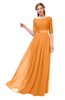 ColsBM Payton Orange Bridesmaid Dresses Sash A-line Modest Bateau Half Length Sleeve Zip up