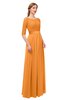 ColsBM Payton Orange Bridesmaid Dresses Sash A-line Modest Bateau Half Length Sleeve Zip up