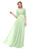 ColsBM Payton Pale Green Bridesmaid Dresses Sash A-line Modest Bateau Half Length Sleeve Zip up
