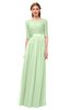 ColsBM Payton Pale Green Bridesmaid Dresses Sash A-line Modest Bateau Half Length Sleeve Zip up