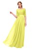 ColsBM Payton Pale Yellow Bridesmaid Dresses Sash A-line Modest Bateau Half Length Sleeve Zip up