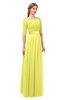 ColsBM Payton Pale Yellow Bridesmaid Dresses Sash A-line Modest Bateau Half Length Sleeve Zip up