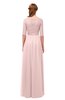 ColsBM Payton Pastel Pink Bridesmaid Dresses Sash A-line Modest Bateau Half Length Sleeve Zip up
