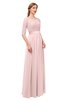 ColsBM Payton Pastel Pink Bridesmaid Dresses Sash A-line Modest Bateau Half Length Sleeve Zip up