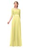 ColsBM Payton Pastel Yellow Bridesmaid Dresses Sash A-line Modest Bateau Half Length Sleeve Zip up