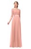 ColsBM Payton Peach Bridesmaid Dresses Sash A-line Modest Bateau Half Length Sleeve Zip up