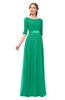 ColsBM Payton Pepper Green Bridesmaid Dresses Sash A-line Modest Bateau Half Length Sleeve Zip up