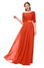 ColsBM Payton Persimmon Bridesmaid Dresses Sash A-line Modest Bateau Half Length Sleeve Zip up