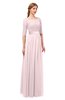 ColsBM Payton Petal Pink Bridesmaid Dresses Sash A-line Modest Bateau Half Length Sleeve Zip up