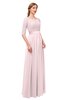 ColsBM Payton Petal Pink Bridesmaid Dresses Sash A-line Modest Bateau Half Length Sleeve Zip up