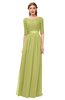 ColsBM Payton Pistachio Bridesmaid Dresses Sash A-line Modest Bateau Half Length Sleeve Zip up
