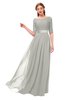 ColsBM Payton Platinum Bridesmaid Dresses Sash A-line Modest Bateau Half Length Sleeve Zip up