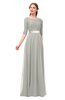 ColsBM Payton Platinum Bridesmaid Dresses Sash A-line Modest Bateau Half Length Sleeve Zip up