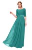 ColsBM Payton Porcelain Bridesmaid Dresses Sash A-line Modest Bateau Half Length Sleeve Zip up