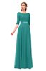 ColsBM Payton Porcelain Bridesmaid Dresses Sash A-line Modest Bateau Half Length Sleeve Zip up