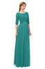 ColsBM Payton Porcelain Bridesmaid Dresses Sash A-line Modest Bateau Half Length Sleeve Zip up