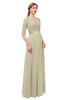ColsBM Payton Putty Bridesmaid Dresses Sash A-line Modest Bateau Half Length Sleeve Zip up