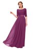 ColsBM Payton Raspberry Bridesmaid Dresses Sash A-line Modest Bateau Half Length Sleeve Zip up