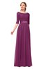 ColsBM Payton Raspberry Bridesmaid Dresses Sash A-line Modest Bateau Half Length Sleeve Zip up