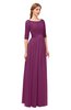 ColsBM Payton Raspberry Bridesmaid Dresses Sash A-line Modest Bateau Half Length Sleeve Zip up