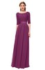 ColsBM Payton Raspberry Bridesmaid Dresses Sash A-line Modest Bateau Half Length Sleeve Zip up