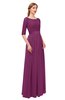 ColsBM Payton Raspberry Bridesmaid Dresses Sash A-line Modest Bateau Half Length Sleeve Zip up