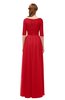 ColsBM Payton Red Bridesmaid Dresses Sash A-line Modest Bateau Half Length Sleeve Zip up