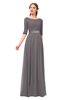 ColsBM Payton Ridge Grey Bridesmaid Dresses Sash A-line Modest Bateau Half Length Sleeve Zip up