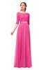 ColsBM Payton Rose Pink Bridesmaid Dresses Sash A-line Modest Bateau Half Length Sleeve Zip up