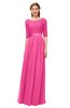 ColsBM Payton Rose Pink Bridesmaid Dresses Sash A-line Modest Bateau Half Length Sleeve Zip up
