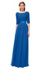 ColsBM Payton Royal Blue Bridesmaid Dresses Sash A-line Modest Bateau Half Length Sleeve Zip up