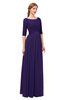 ColsBM Payton Royal Purple Bridesmaid Dresses Sash A-line Modest Bateau Half Length Sleeve Zip up