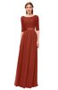 ColsBM Payton Rust Bridesmaid Dresses Sash A-line Modest Bateau Half Length Sleeve Zip up