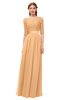 ColsBM Payton Salmon Buff Bridesmaid Dresses Sash A-line Modest Bateau Half Length Sleeve Zip up