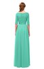ColsBM Payton Seafoam Green Bridesmaid Dresses Sash A-line Modest Bateau Half Length Sleeve Zip up