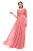 ColsBM Payton Shell Pink Bridesmaid Dresses Sash A-line Modest Bateau Half Length Sleeve Zip up