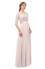 ColsBM Payton Silver Peony Bridesmaid Dresses Sash A-line Modest Bateau Half Length Sleeve Zip up