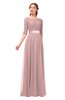 ColsBM Payton Silver Pink Bridesmaid Dresses Sash A-line Modest Bateau Half Length Sleeve Zip up